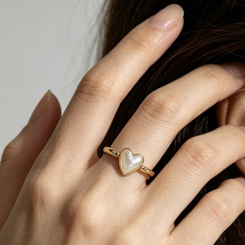 Liebesring, Damen-Zeigefingerring, Einfacher und kühler Stil für Paare, Neuer Perlenschmuck