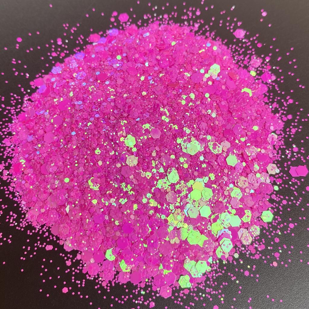 Popular Bulk Polyester Chunky Mixed Iridescent Pink Glitter for Tumbler Snow Globes Nails Face Cosmetics Glitter