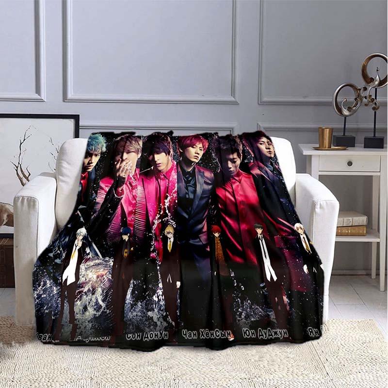 BTS Kpop Deken Plaid Kpop Cadeau Flanellen Deken voor Tienermeisjes Volwassenen Warm Pluche Plaid voor Bed Bank Sofa