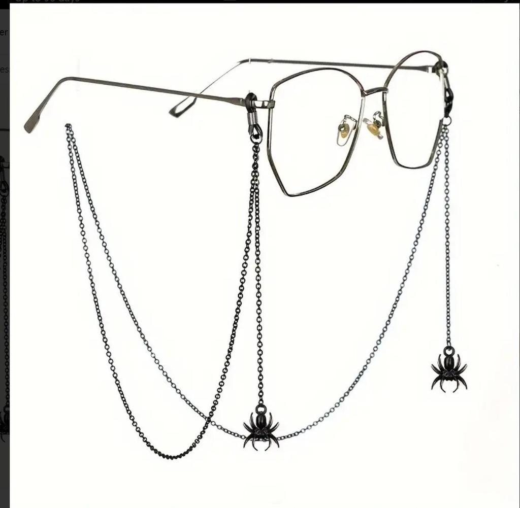 Black Hollowed-Out Bat Eyeglass Chain - Anti-Slip, Anti-Loss Eyewear Cord Pendant