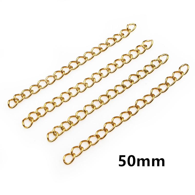 50pcs 4x3mm 5/7cm Stainless steel Gold Bulk Necklace Extension Chain Tail Extender Bracelet Chains For Jewelry Making Findings