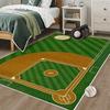 Baseball Field Carpet Mat Rug - Green Stripes Realistic Sports Theme Home Decoration for Living Room Kids Play Area Bedroom Mat