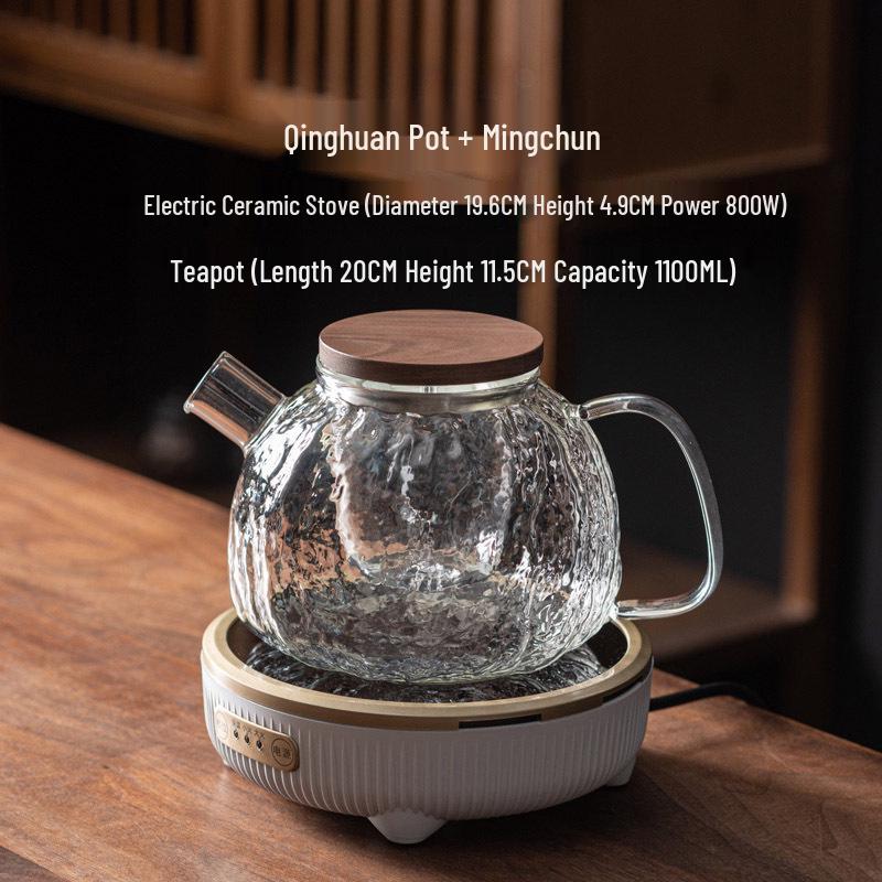 Qinghuan Large Capacity Japanese Glass Teapot with High Temperature Resistance and Thickened Tea Infuser Set