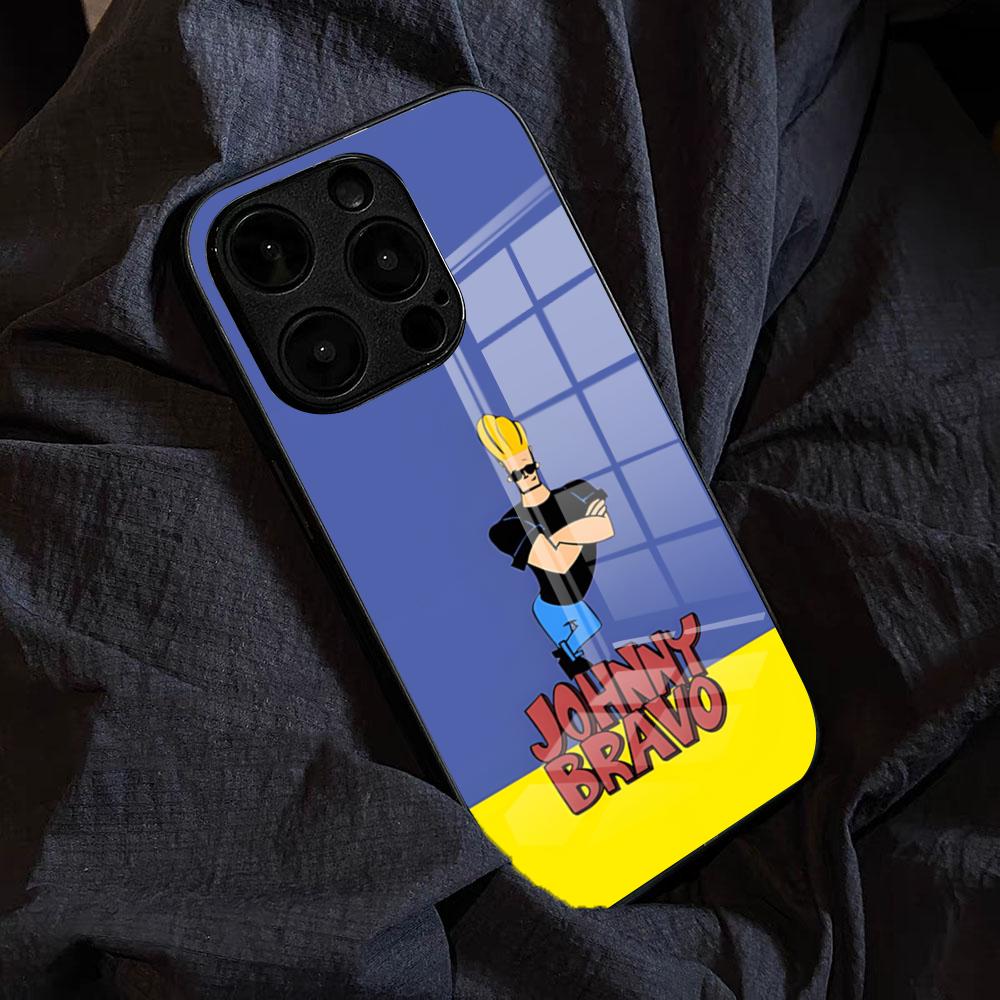J-Johnny Bravo Anime Phone Case For IPhone 17 Pro Max 15 Pro 16 14 Plus 12 13 Mini 11 Pro Shockproof Glass Cover