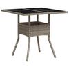 Garden Table with Glass Top Light Grey 80 x 80 x 75 cm Poly Rattan