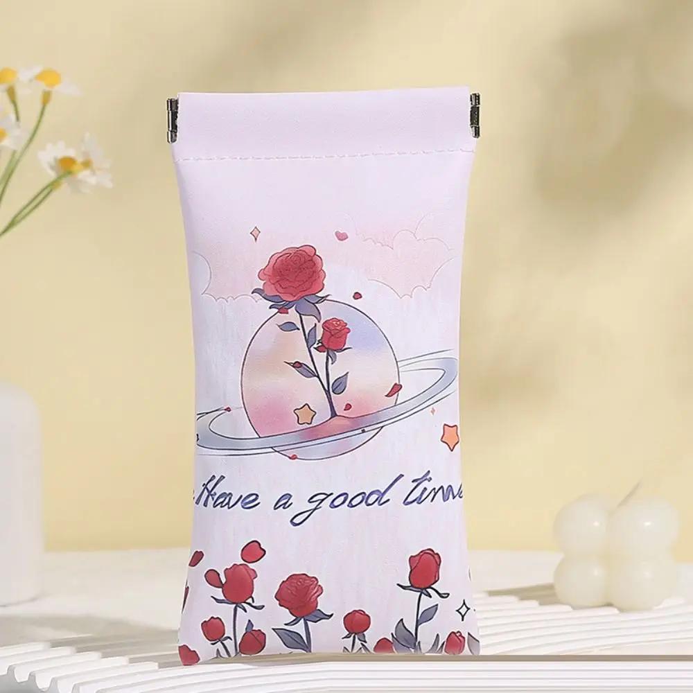 Automatic Closing Sun Glasses Case Mucha Painting PU Leather Glasses Box Waterproof Portable Sunglasses Protective Cover Unisex
