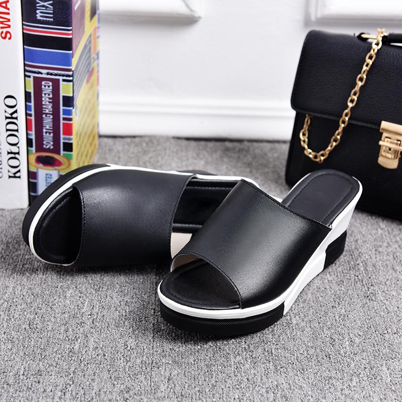Fashion Slope Heel Women's Cool Mop Lightweight Height Increasing Summer New High Heels Thick Sole Straight Drag Outdoor Women's Sandals