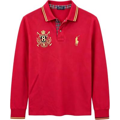 Polo SS26 Pony-Logo Besticktes Baumwoll-Langarm-Poloshirt Klassische Edition Herren Oberteile 710734490-002