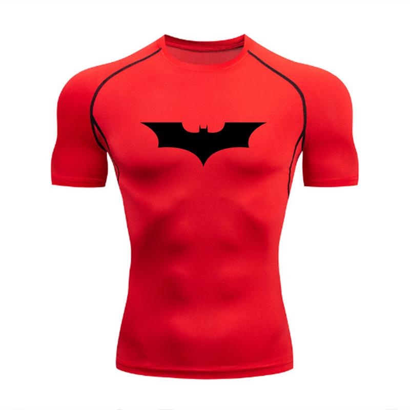 Men's Batman Compression Short Sleeve Sports T-Shirt for Running, Basketball, or Football - Quick Dry, Tight Fit, Round Neck.