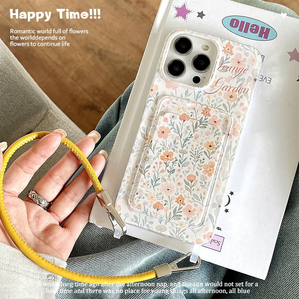 

Full Screen of Small Flowers Suitable for IPhone 16 Phone Case IPhone 15 Protective Case 14pro Card Case 13 Card Insertion 12 Wristband Apple 17PROMAX