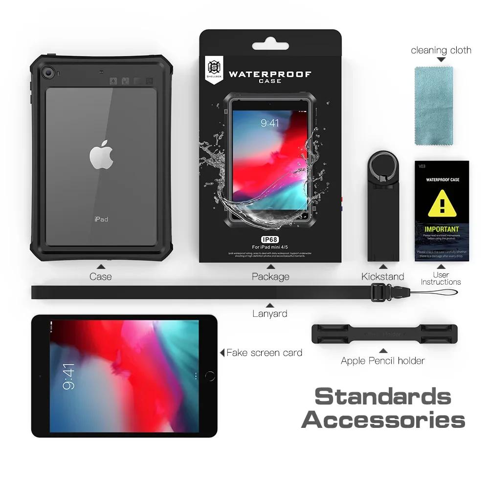 IP68 Waterproof Case Cover for Apple iPad Mini 4 5 6 7 with Screen Protector Pencil Holder Water Resistant Kickstand Case Mini 6
