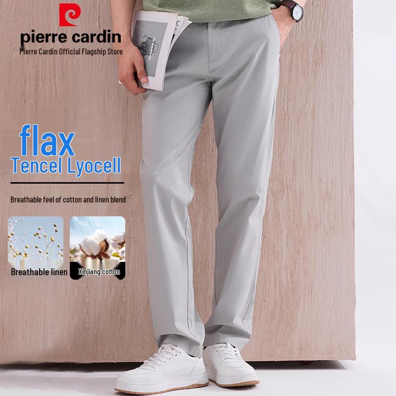 Pierre Cardin Men's Tencel Linen Blend Straight-Leg Casual Pants