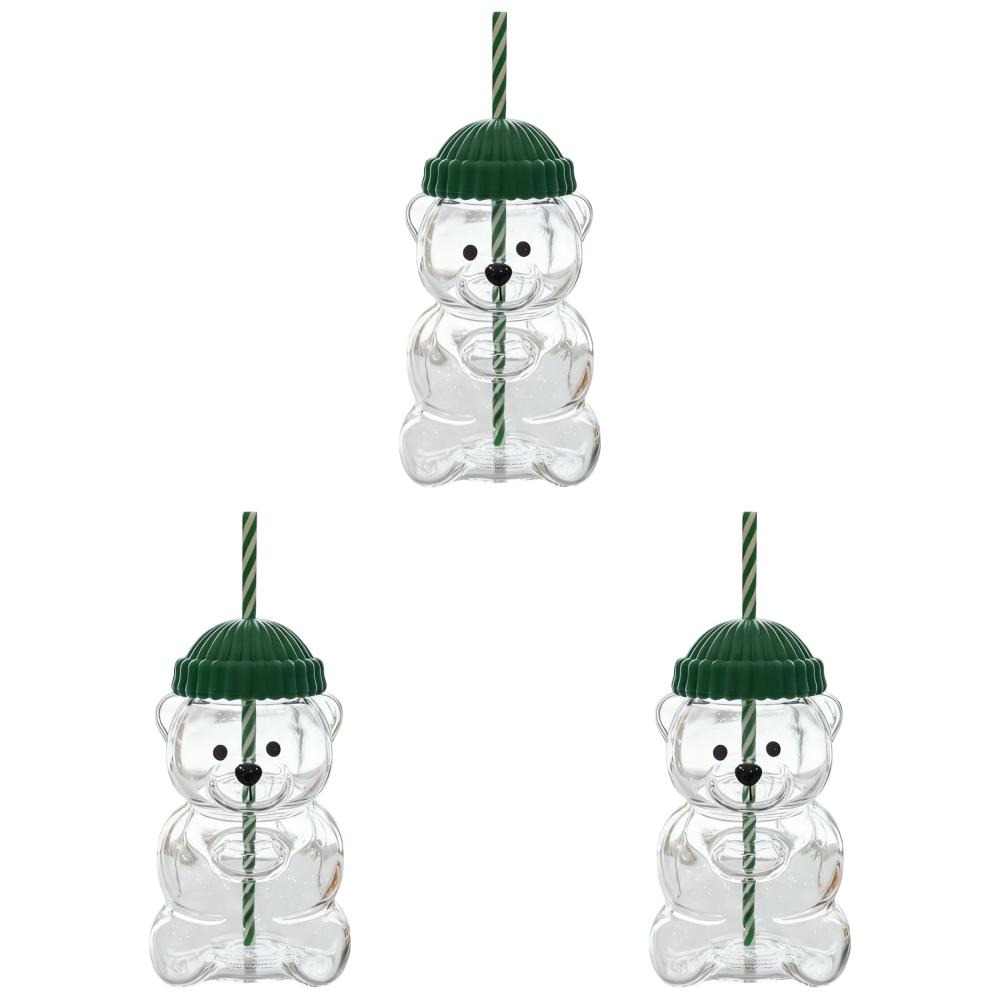 Large Capacity Cute Bear Glass Cup 500ML 2025 New Christmas Gift Durable Convenient for Coffee Beer Wine Cocktails Straw Mug