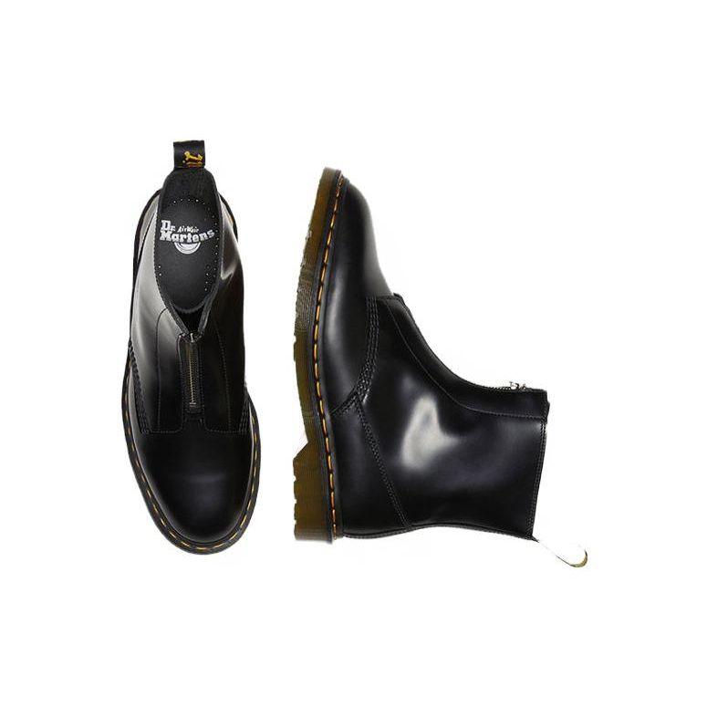 Dr. Martens Cabbott Leather Glossy Classic Front Zipper Short Boots Unisex boots Black 27855001