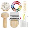 Mini Darning Loom Kit Wooden Darning Mushroom Knit Patch Maker Kit Weaving Loom with 50 Color Threads Large Eye Needles