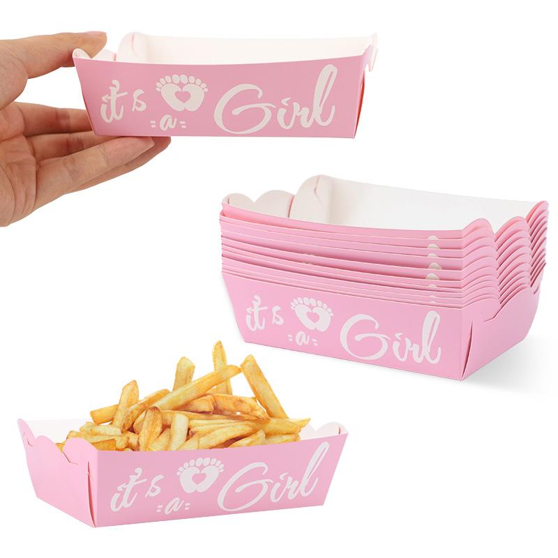 6/12/20pcs Gender Reveal Party Paper Food Trays Candy Cookie Snacks Box Blue Pink Its a Boy Girl Decoration Supplies Baby Shower