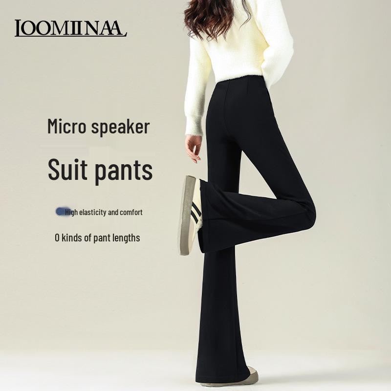 

Women s High-Waist Black Flared Suit Pants - Slimming Stretch, Spring/Autumn 2025 2XL [For 126-135 Jin]