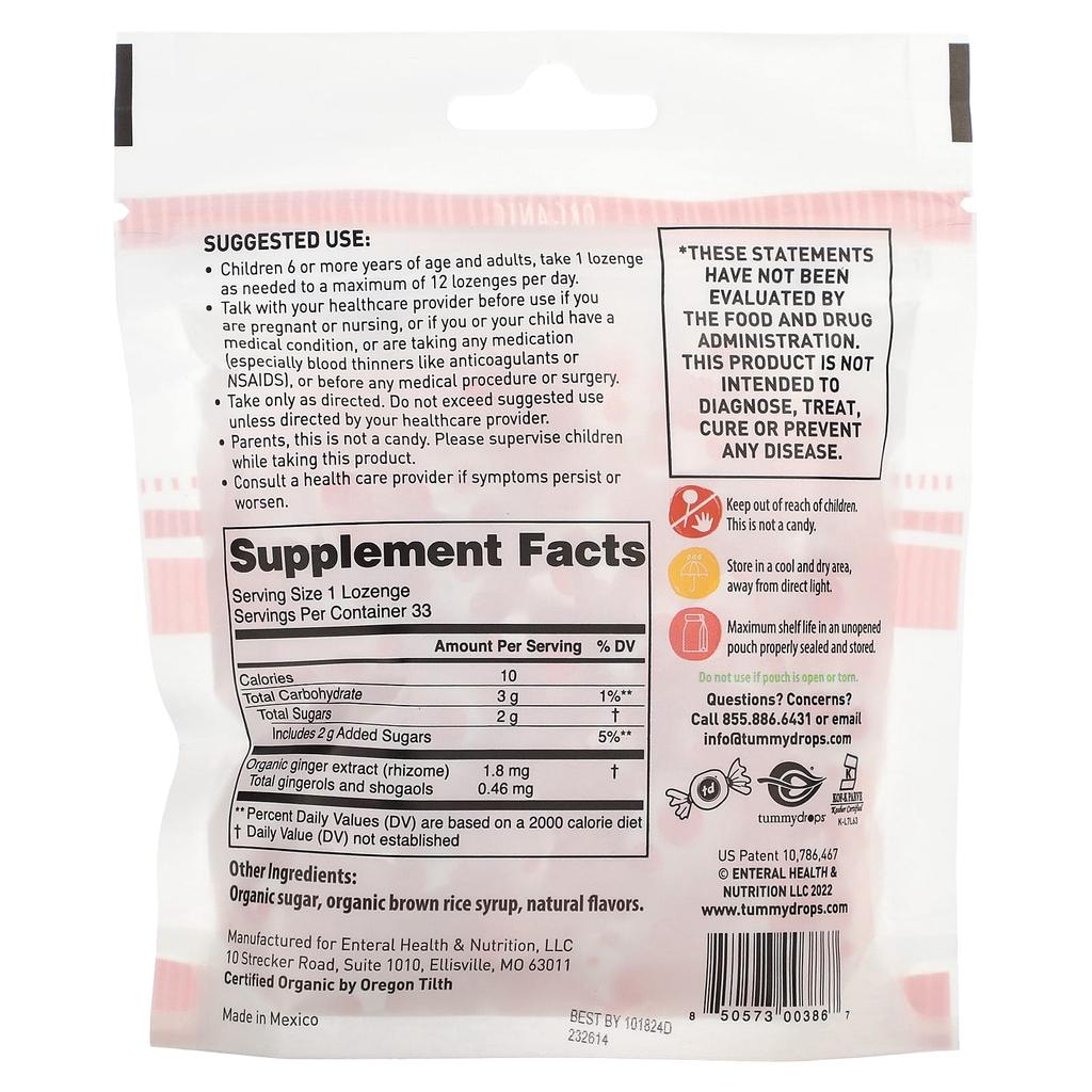 Organic Strawberry Ginger Candy Tablets 33 Tablets