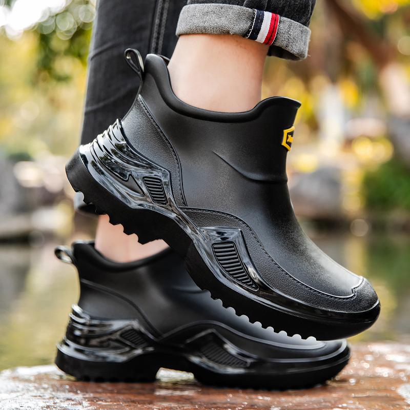 Rain Shoes for Men Waterproof, Anti-slip and Wear-resistant Short Rain Boots Fishing Rubber Shoes Kitchen Water Shoes New