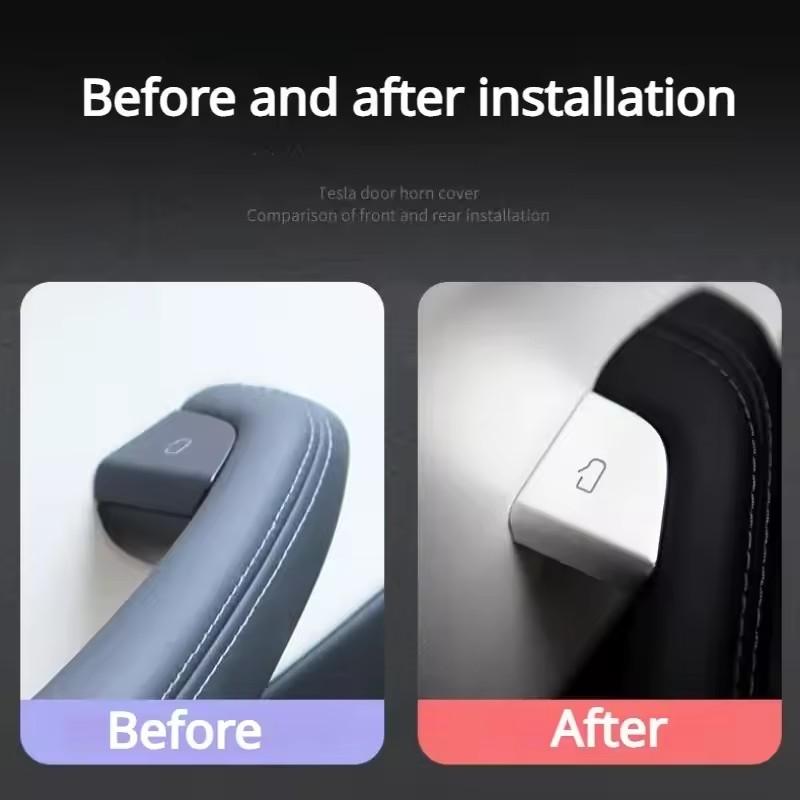 For Tesla Model 3 Highland/Model Y Juniper (2025 Launch) - 4X Car Open Door Button Stickers, Handle Cover & Interior Protection