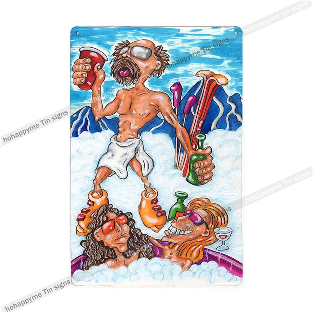 Funny Hot Tub Welcome Metal Sign (20x30cm) | Vintage | Beach/Bathroom/Bar Decor