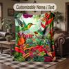 Birds Theme Throw Blanket Custom Name Text Personalized Blanket Soft Cozy Blanket for Home Sofa Bed