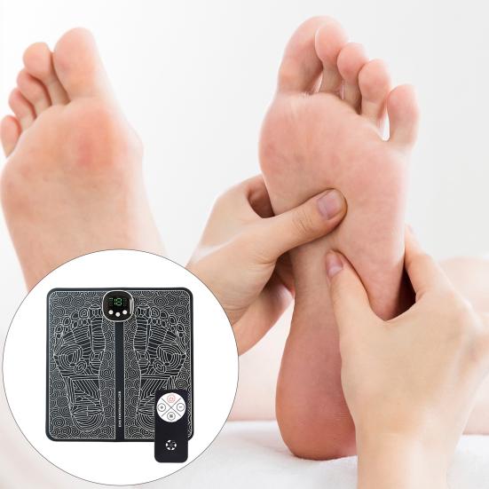 EMS Foot Massager 8 Massage Modes 19 Intensity Levels Auto Power-Off USB Rechargeable Remote Control Muscle Relaxation Electronic Feet Stimulator
