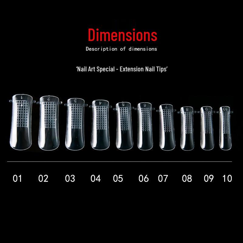 100-Piece Nail Extension Crystal Gel Tips with Scale - Quick, No-Holder Needed