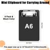 6 Pack Mini Clipboards Black, Small Clipboards 4x6in, A6 Letter Size Small Plastic Clipboard Pocket Clipboard with Clips, Memo Size Notepads, Tiny