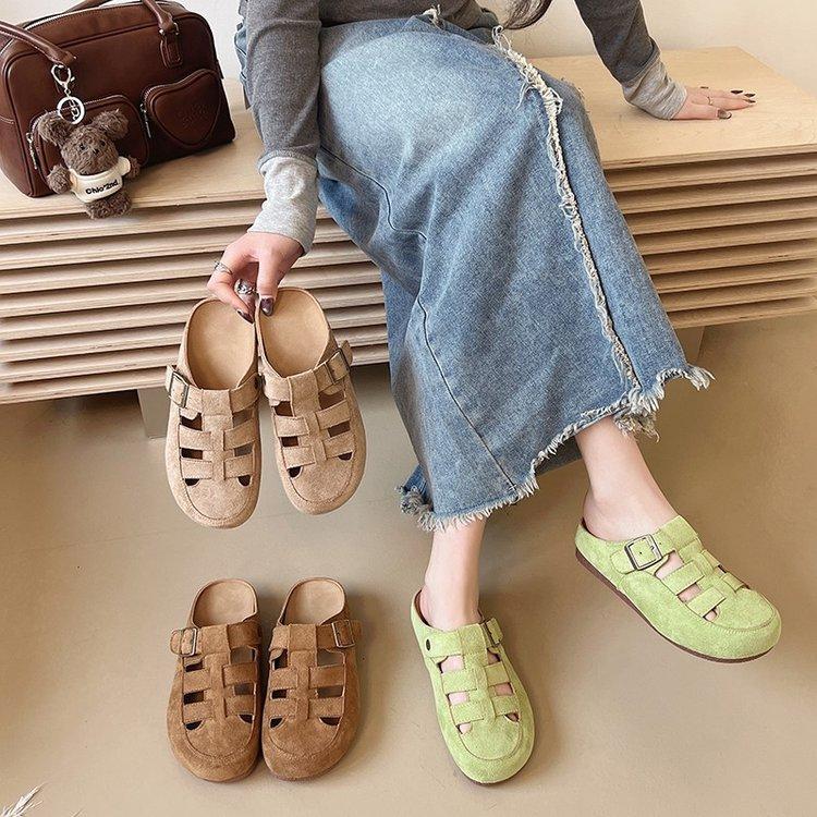 Rome Clear Sky~ Summer Thick-soled Baotou Boken Cool Slippers Women's 2025 Dopamine New Hollow Roman Sandals
