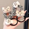 Autumn & Winter Cute Cat Eating Fish Doll Plaid Headband & Cartoon Hair Rope Accessories