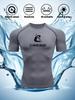 Herren Kompressionsshirt Schnelltrocknend Marineblau Fitnessstudio T-Shirt "Cressi" Aufdruck Workout Sportbekleidung