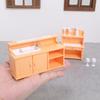 1 Set Dollhouse Kitchen Furniture Kit 1:12 Scale Sink Cabinet With Wine Glasses Dollhouse Accessory For Kids Pretend Play