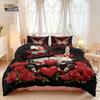 3-teiliges Romantisches Valentinstag Rote Rose Goblin-Druck kernloses Bettbezug-Set Mehrere Größen Schlafzimmer-Bettwäsche Feiertagsdekoration