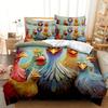 Set Copripiumino con Galline 3 Pezzi 1*Federa Copripiumino, 2*Federe Cuscino, Senza Imbottitura, Set Biancheria da Letto con Stampa 3D Gallina Pompiere, Morbido