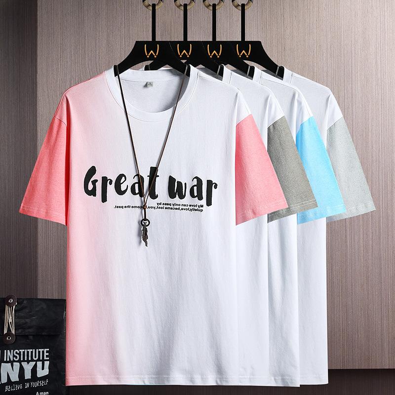 

Мужская летняя модная свободная одежда, модная брендовая студенческая футболка в гонконгском стиле с круглым вырезом и короткими рукавами