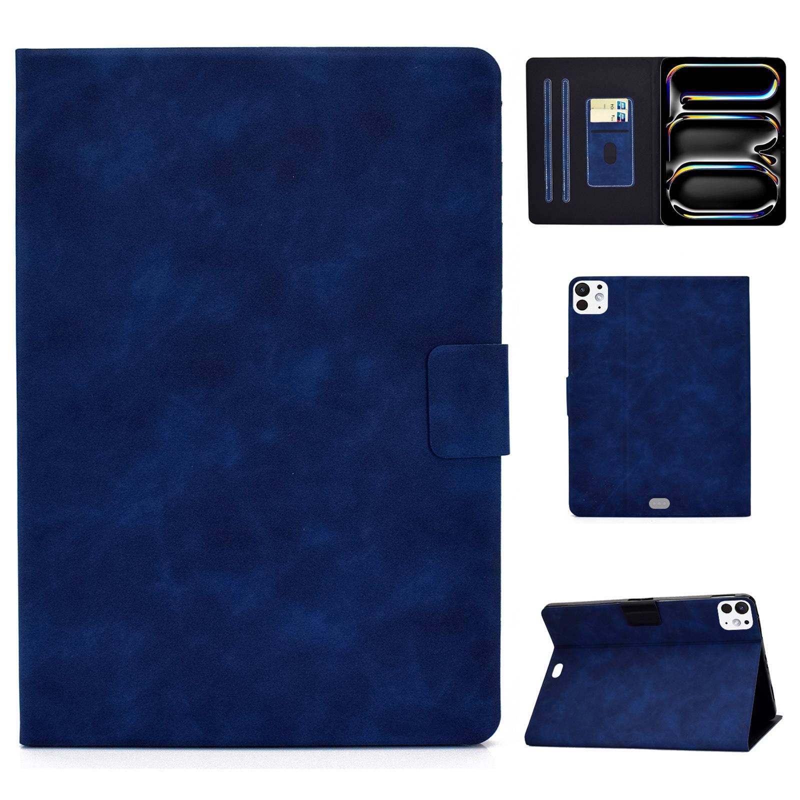 

Для iPad Про 11 (2024) Чехол Кожа с текстурой коровьей шкуры Чехол-подставка для планшета с несколькими углами обзора Blue
