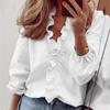 Elegant Women's Fashion Long Sleeve Solid Color Comfort Ruffle Blouse Shirt