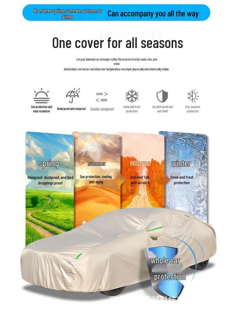 Universal All-Season Padded Waterproof Car Cover for Sun and Rain Protection