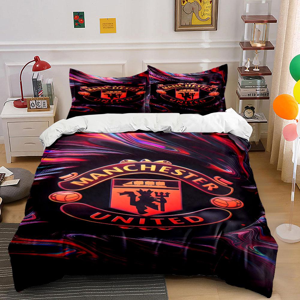 Conception du logo de Manchester United. Ensembles de literie Ensembles de housses de couette Housses de couette Taies d'oreiller(1 * Housse de couette 2 * Taies d'oreiller sans couette)