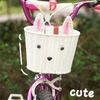 Vintage Woven Bicycle Front Basket for Balance Bike Retro Style Handmade Rattan Basket with Metal Bracket for Kids Bike Storage