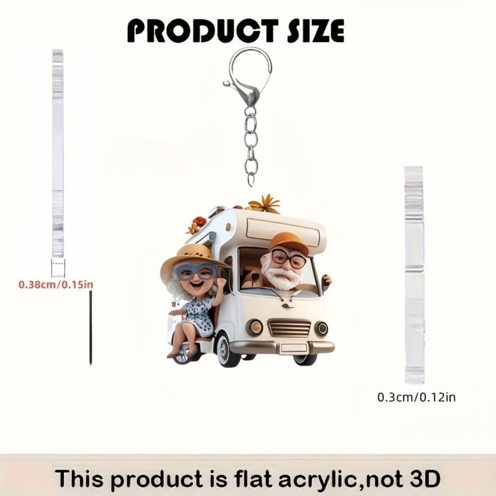 Breloc acrilic plat 2D amuzant pentru bunici, călătorie cu RV, acrilic, potrivit pentru decorarea rucsacului și a cheilor de mașină, decorațiune pentru petrecerea de sărbători