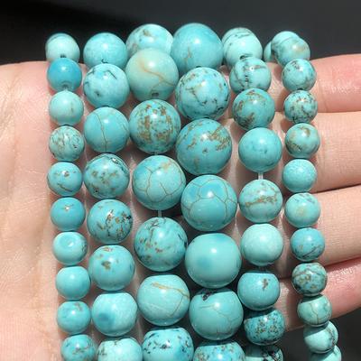 Natural Stone Smooth Green Howlite Turquoises Round Spacer Beads 15inch 4 6 8 10 12mm for Jewelry Making DIY Bracelets Necklaces