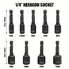 9pcs Electronic Hex Key Socket Set with 1/4 Inch Hex Shank Power Nut Driver Set Metric Hex Socket Drill Bits Chuck Adapter