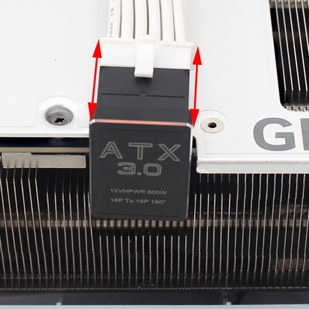 CY Adapter 12VHPWR ATX3.0 PCI-E 5.0 Power Modular Adapter 12+4 Pin to 12+4 16 Pin Downward 360 Degree U-Shape Back Angle 4080 5090TI 16 Pin 12+4P
