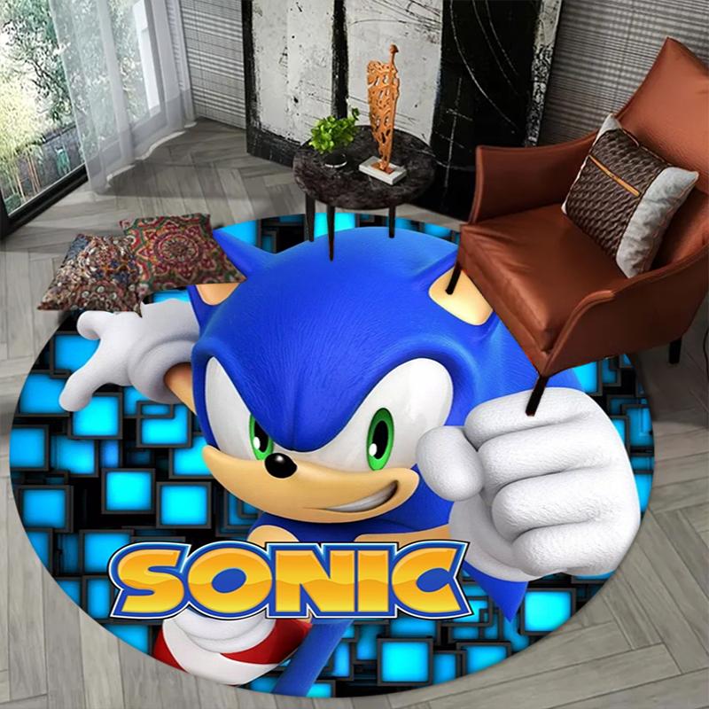 Sonic Printed Chair Rug for Home Office Use, Living Room Kitchen Game Room Round Carpet