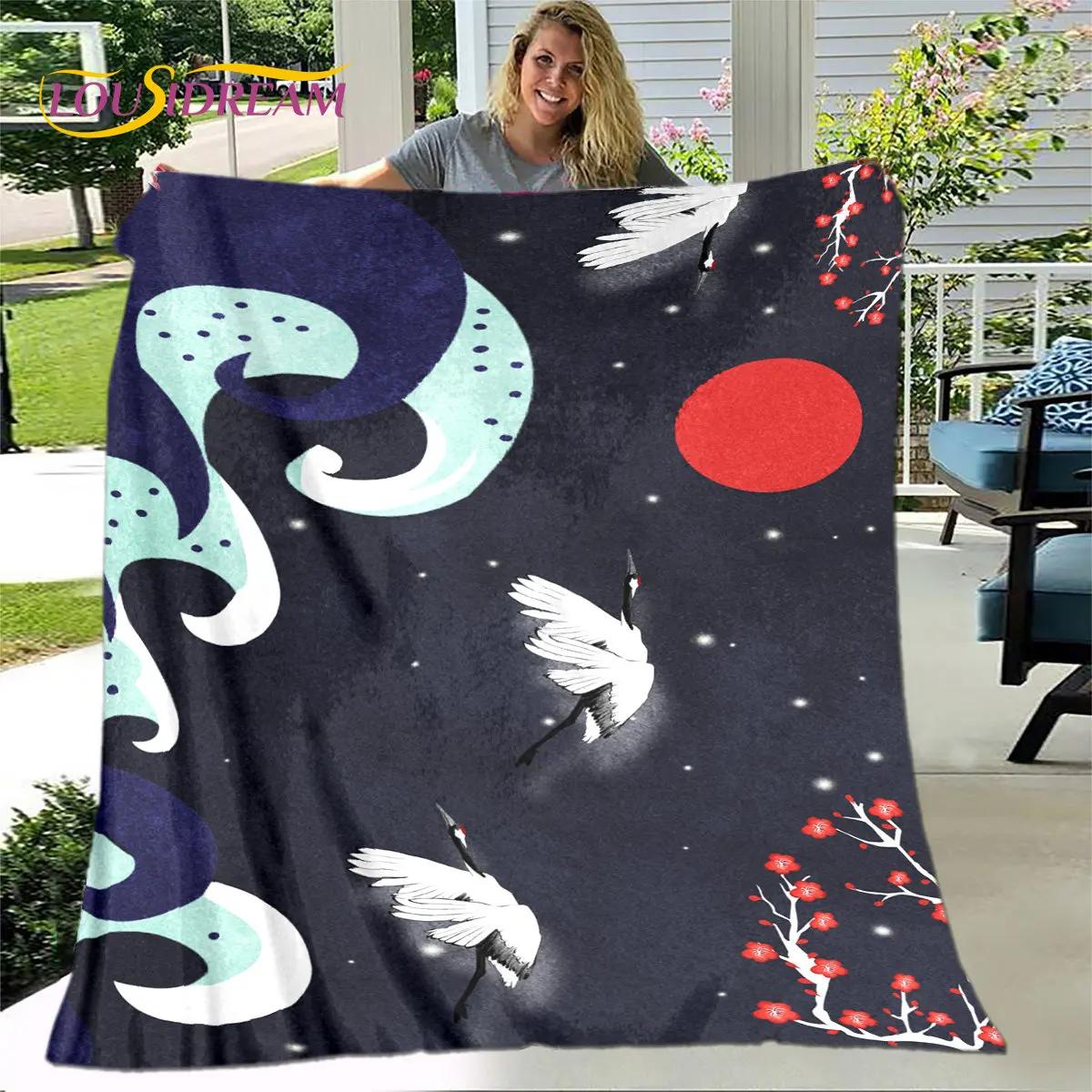 

3D Classical Chinese Crane Blanket,Flannel Blanket Throw Blanket,Warm Blanket for Home Living Room Bedroom Beds Sofa Picnic Kid 75x90cm