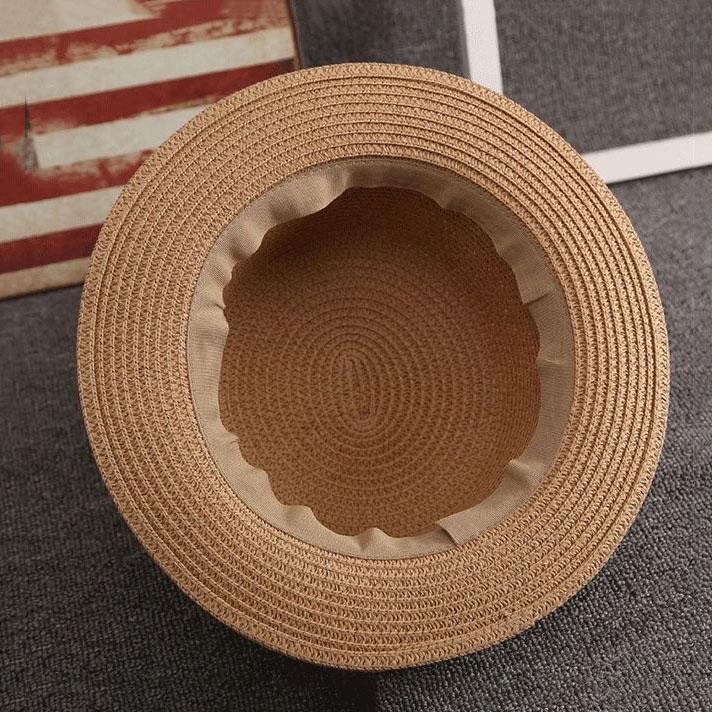 Sunscreen Korean Straw Hat Summer British Retro Flat Top Fresh Top Hat Sunshade Beach Hat Travel Trend Summer