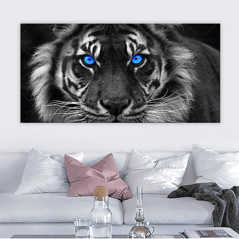 Afrikanska Blue Eyes Lion Canvasmålningar Väggkonstaffischer och tryck Djurkonstbilder för vardagsrumsdekoration