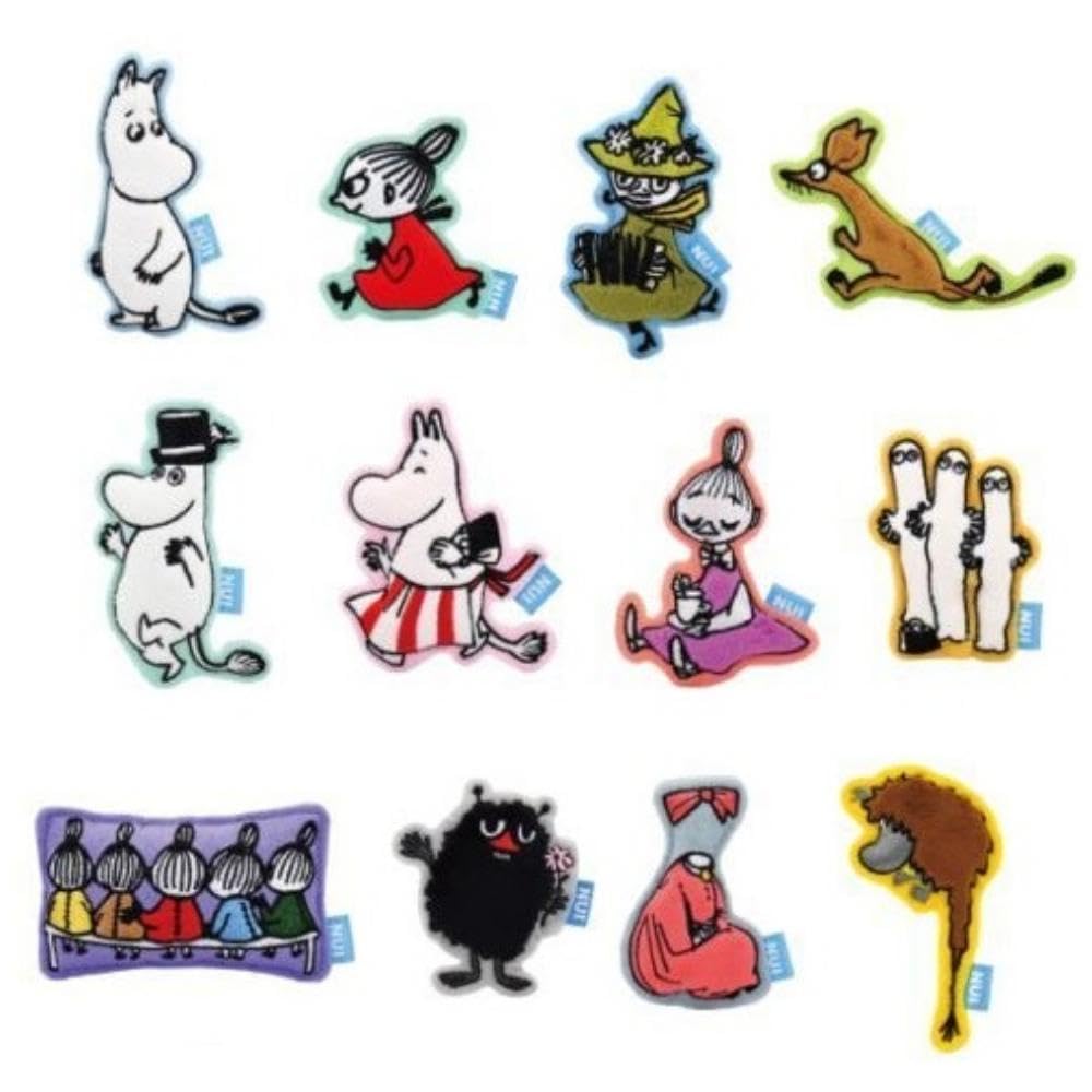 Bandai Namco Nui Moomin Plush Pin Box, 12 Assorted Designs (Product Code: 2593633) - Size: Approx. 90mm H (Sold individually) - Designs cannot be